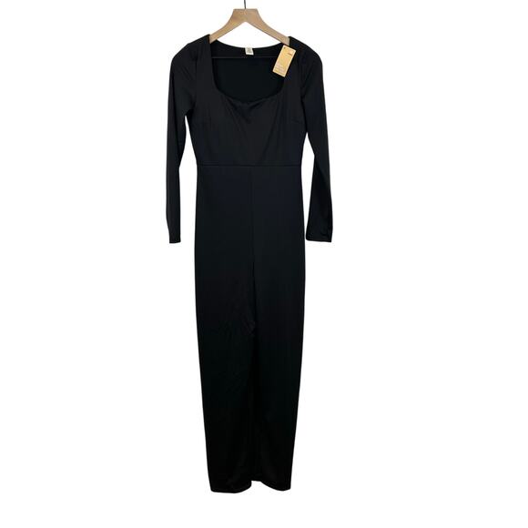 Popilush The Shapewear Black Jumpsuit Square Neck Wide-Leg Long Sleeve M - NWT - Picture 5 of 9